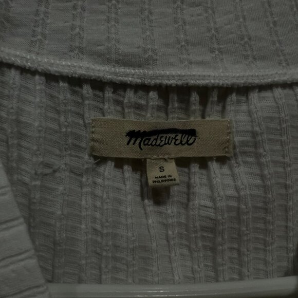 Madewell White Ribbed Knit Button-Up Vest (Size S) - Picture 5 of 6